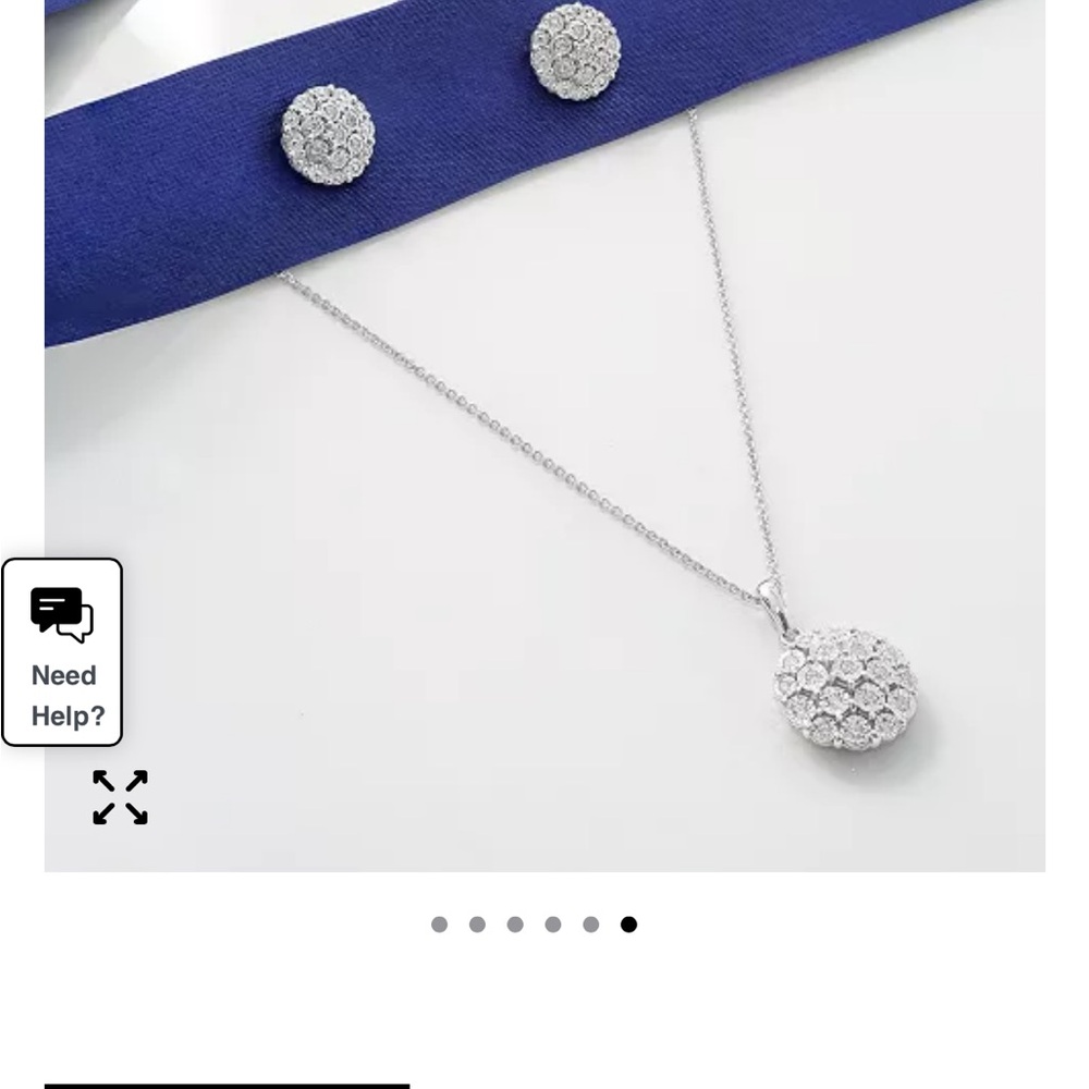 Sparkle button diamond earrings and pendant each 1/10ct in sterling silver.